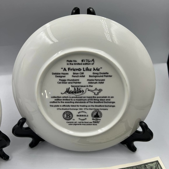 Bradford Exchange Porcelain Collector Plates 1-4 Disney Aladdin Jasmine Genie - Picture 8 of 12
